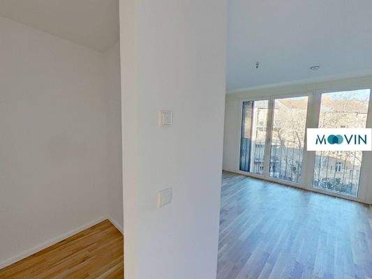 Blick in das Schlafzimmer mit Ankleide