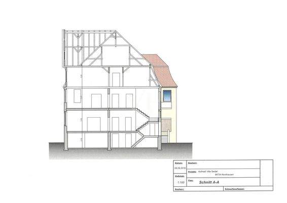 Schnitt Villa mit Raumhöhen