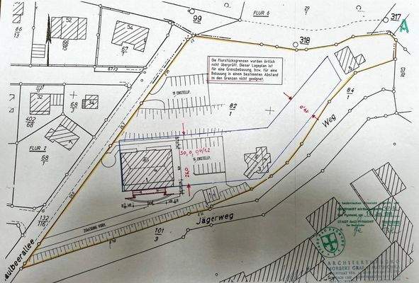 Liegenschaftsplan mit Baulandkennzeichnung