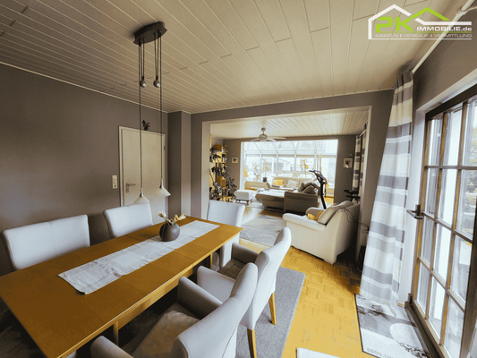 Esszimmer Blick ins Wohnzimmer