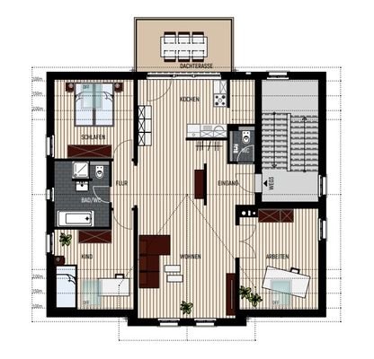 Grundriss WE03 Dachgeschoss - 4-Zimmer-Wohnung 