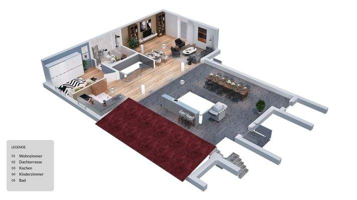 3D Grundriss 6. Obergeschoss