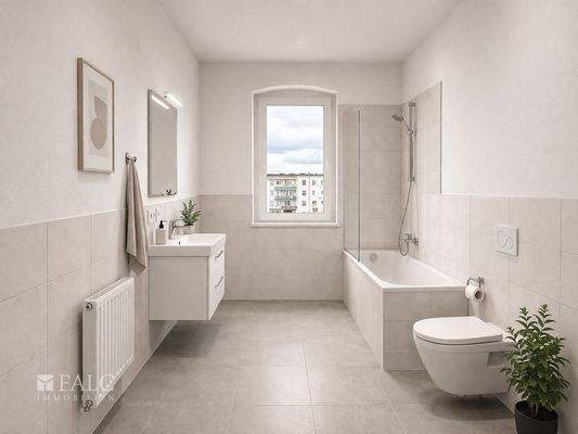 Badezimmer - Mögliche Gestaltung nach Renovierung (KI-Visualisierung)