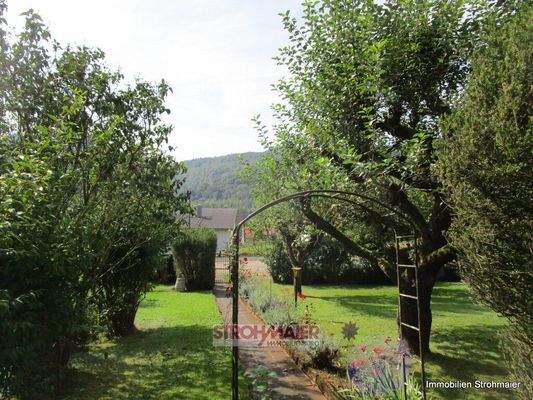 Blick vom Haus in den Garten