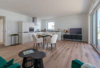 Wohn-/Esszimmer mit offener Küche