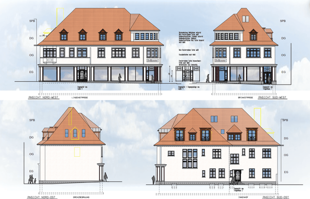Pläne eines Bürogebäudes