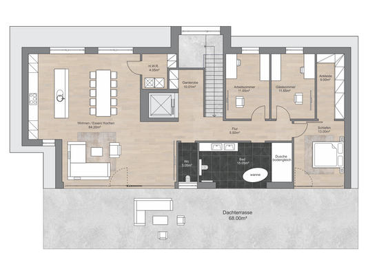 Visualisierter Grundriss - WE 05