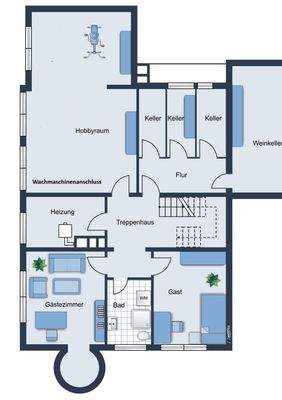 Souterrain - Hobbyraum mit Waschmschinenanschluss