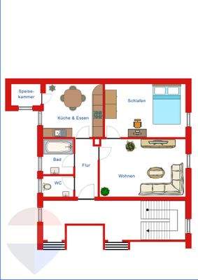 Grundriss 2 ZI Miete 1018-SI18-0206