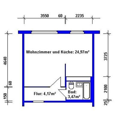 Die Aufteilung von ca. 33 m²