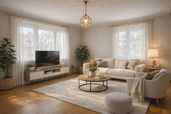 Wohnzimmer Einrichtungsbeispiel (KI-generiert)