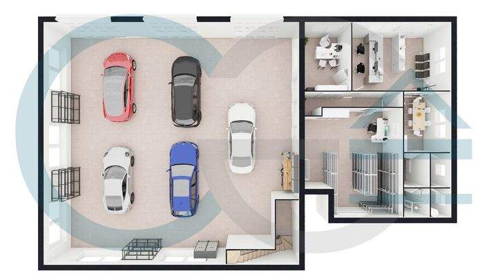 3D Grundriss Erdgeschoss (Gewerbe)