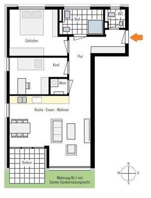 Grundriss der Eigentumswohnung Nr. 1