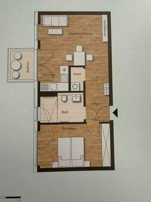 Grundriss 2-Zimmer-Wohnung