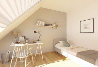 Ein geräumiges Kinderzimmer zum Spielen und Entfal