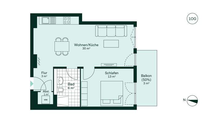 Grundriss der Eigentumswohnung im Projekt Zur Försterei