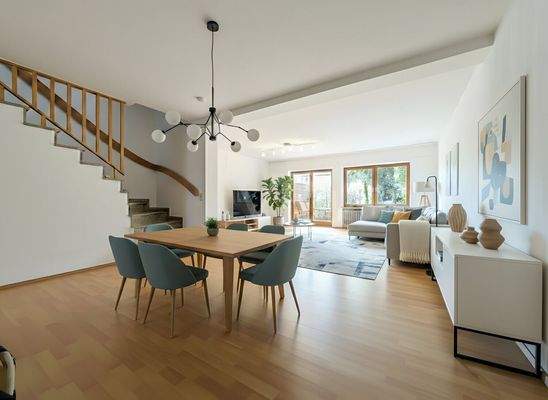 Wohn-Esszimmer (digitales Staging)