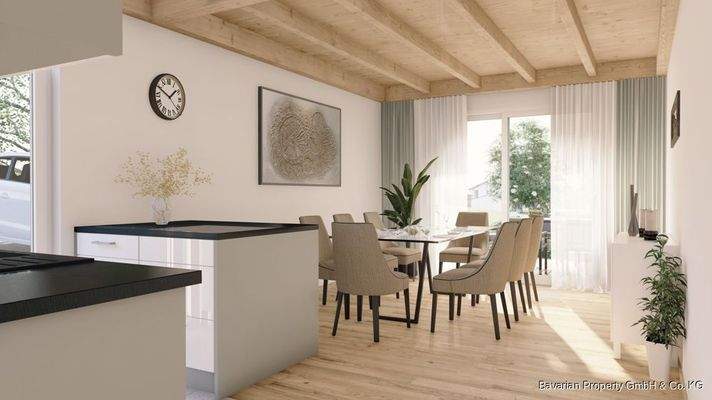 Gestaltungsbeispiel Wohnen/Essen/Kochen