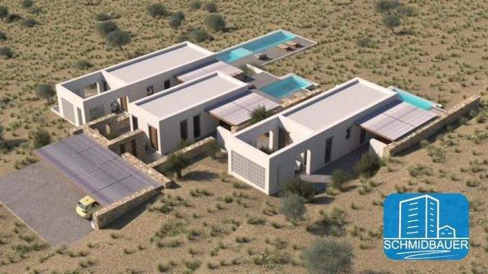 Kreta, Pitsidia: Grundstück mit Baugenehmigung für drei Luxusvillen zu verkaufen