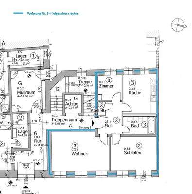 Grundriss Wohnung Nr. 3 - Erdgeschoss rechts