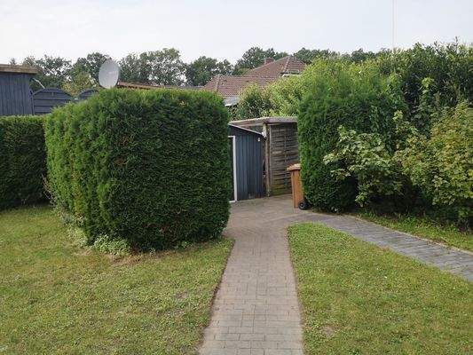 Gartenweg mit Hecken