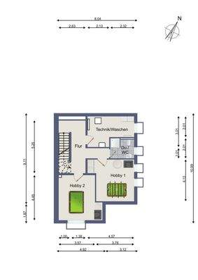 Unverbindlicher 2D Grundriss des Untergeschosses