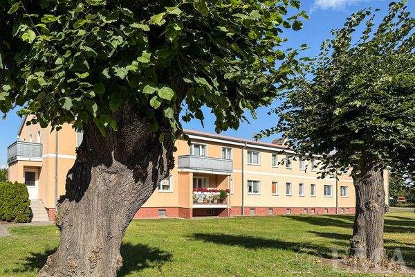 Blick von der Straße zur Wohnanlage