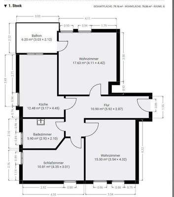 Grundriss, ETW im 1. OG