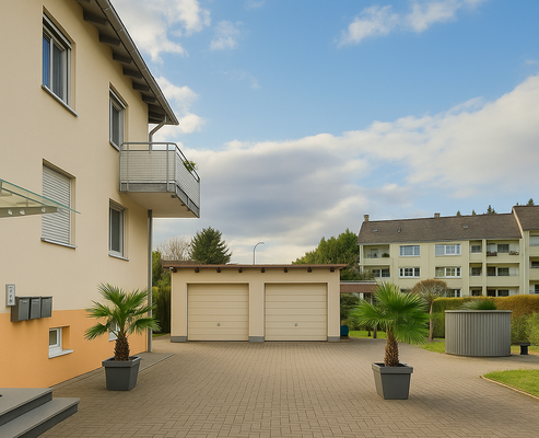 Hofeinfahrt mit Garage (KI-generiert)