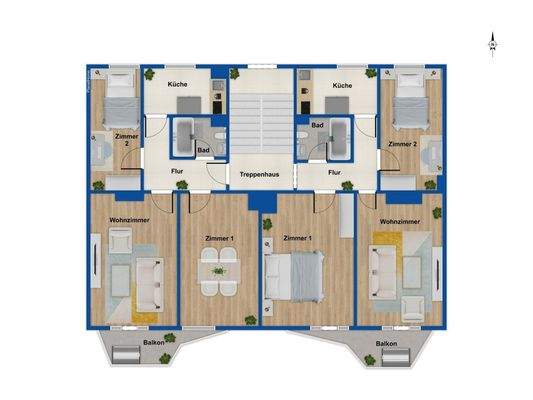 Grundriss 1. bis 4. OG