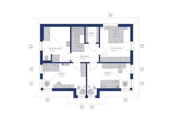 Große helle Räume im ganzen Obergeschoß