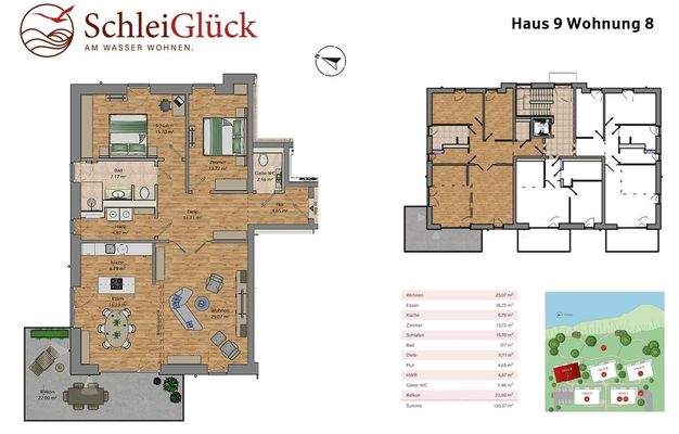 Grundriss und Lage Wohnung 8