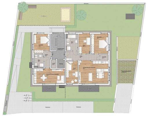 Erdgeschoss mit Aussenanlagen