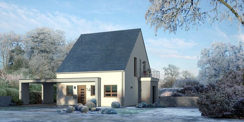 Frontansicht mit Carport