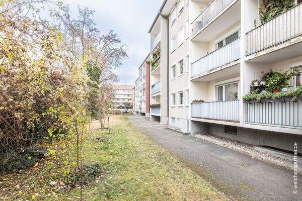 Grünstreifen hinter dem Haus