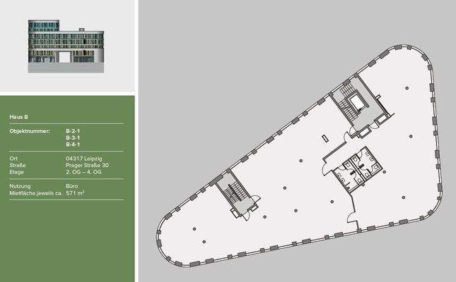 Haus B - 2-4. OG je OG ca. 571 m²