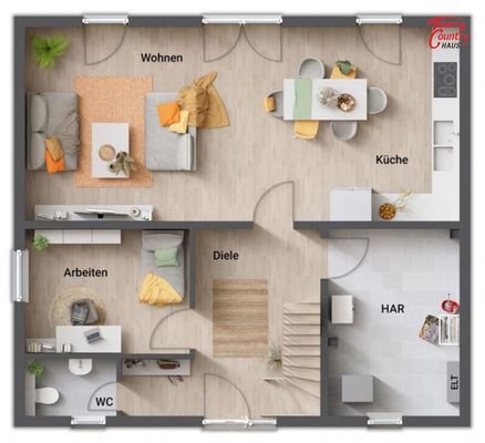 Grundriss EG offene Küche