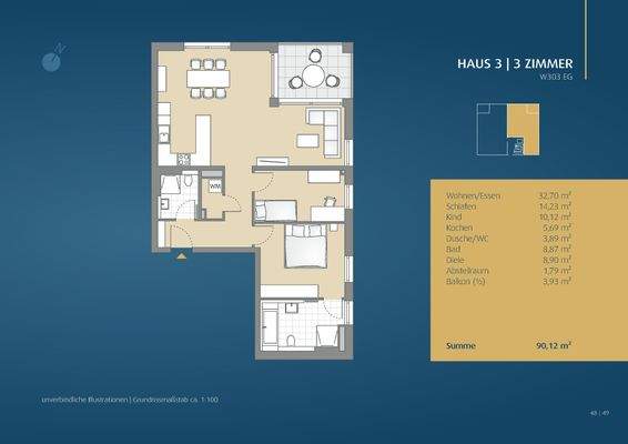 Grundriss der Wohnung 303
