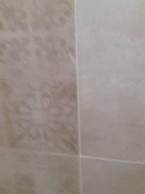 Zierfliesen teilweise an den Badezimmerwänden