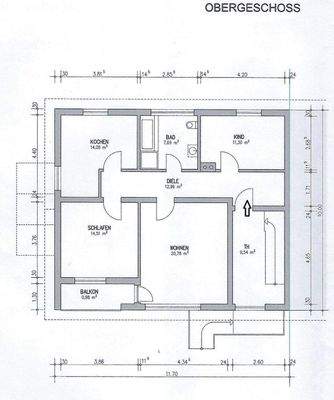 Grundriss mit Maßangaben