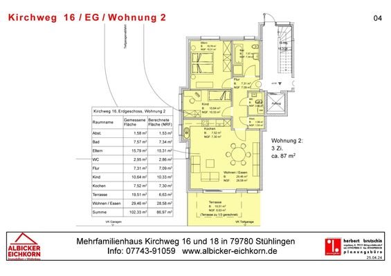 Grundriss Wohnung Nr. 2 EG