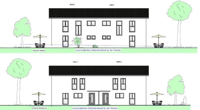 Neubau von zwei Doppelhaushälften in Roßbach