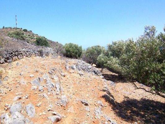 Kreta, Kato Pine: Bauland mit Panoramablick und Baugenehmigung zu verkaufen