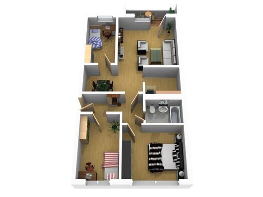 Grundriss 4-Raumwohnung