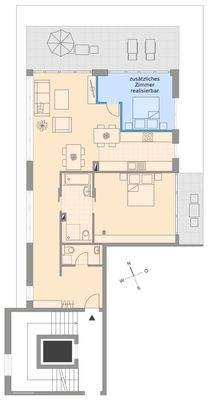 5. Obergeschoss (zusätzliches Zimmer beispielhaft eingezeichnet)