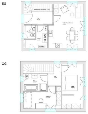 Grundriss Haus Typ 2 (nicht maßstabsgetreu - kann vom Original abweichen)