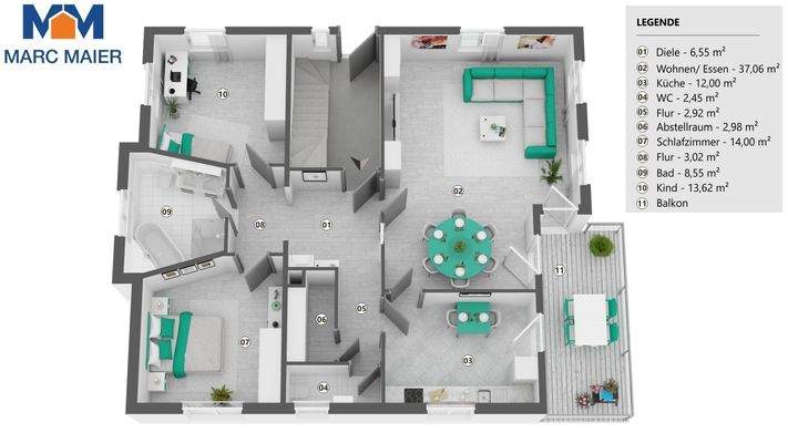 Grundriss Wohnung Wohnung EG Blaustein