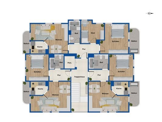 Grundriss 1.- 3. Obergeschoss