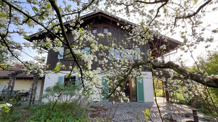 Hausansicht und Terrasse Wohnung 2