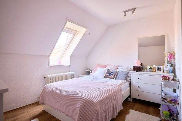 Blick in das Schlafzimmer im Obergeschoss